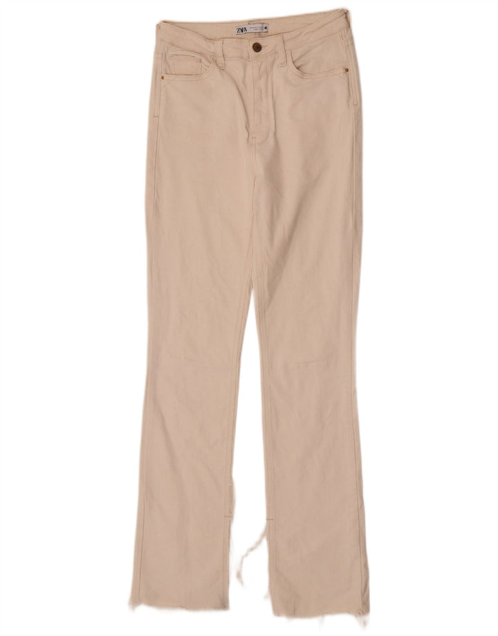Calça jeans feminina Zara Bootcut EU 38 pequena W28 L32 branco