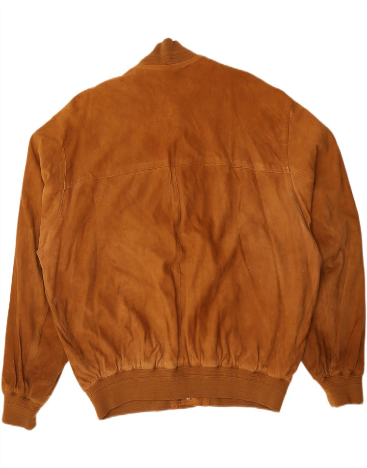 Jaqueta bomber masculina vintage de camurça IT 58 4XL couro marrom