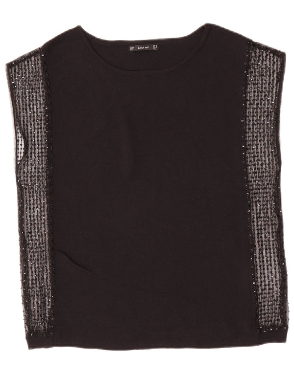 Blusa feminina sem mangas Zara Top UK 12 médio preto