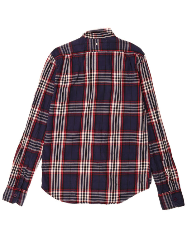 Camisa masculina de flanela Superdry grande algodão xadrez azul marinho