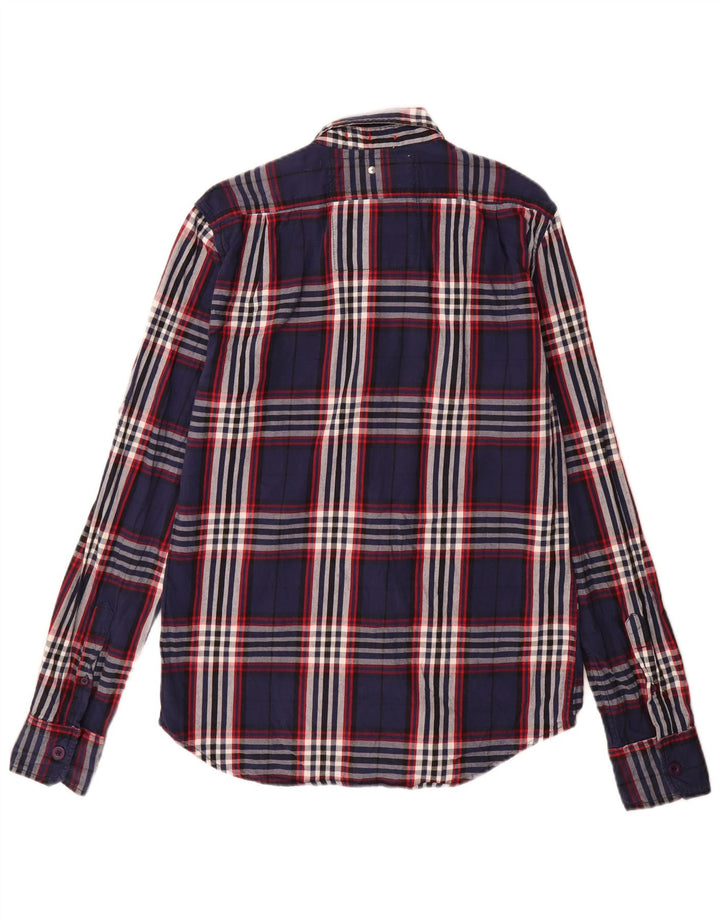 Camisa masculina de flanela Superdry grande algodão xadrez azul marinho