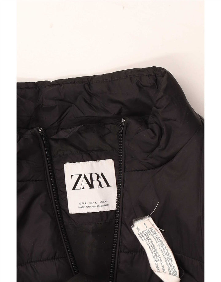 Jaqueta acolchoada masculina Zara UK 40 grande nylon preto