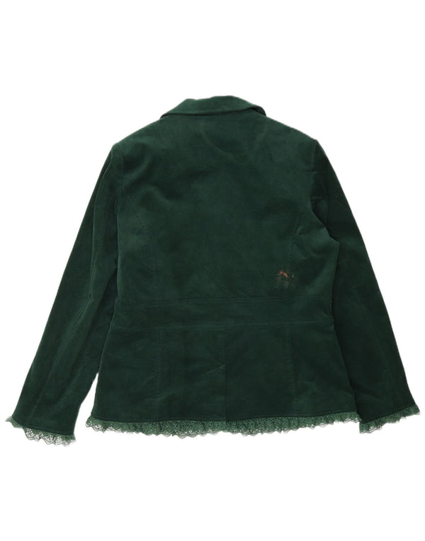 Jaqueta blazer feminina de veludo cotelê com 3 botões Joe Browns Reino Unido 14 grande algodão verde