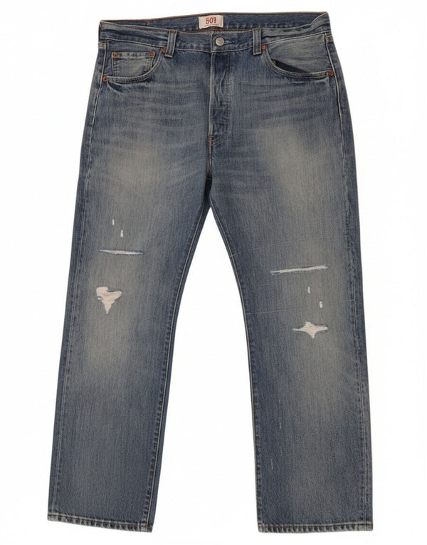Calça jeans masculina Levi's 501 Distressed Straight W36 L30 Azul