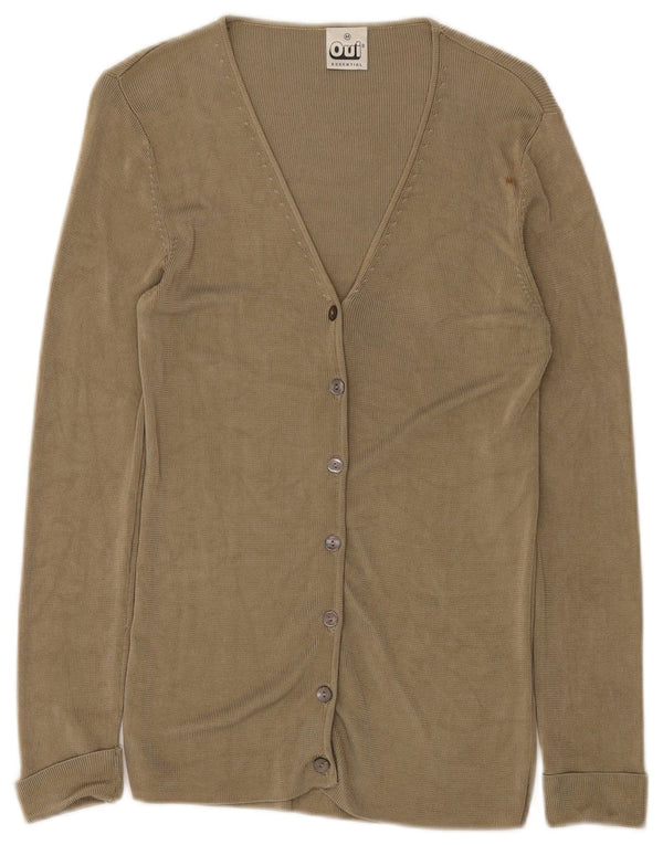 Suéter cardigã feminino Oui UK 12 viscose cáqui médio