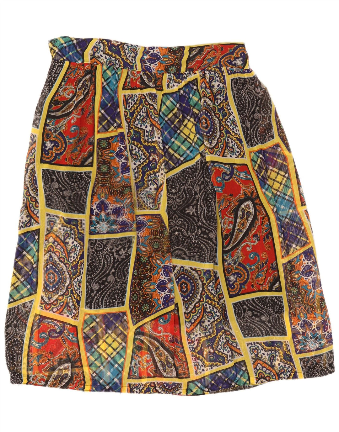 Saia vintage feminina linha A W38 XL patchwork multicolorido