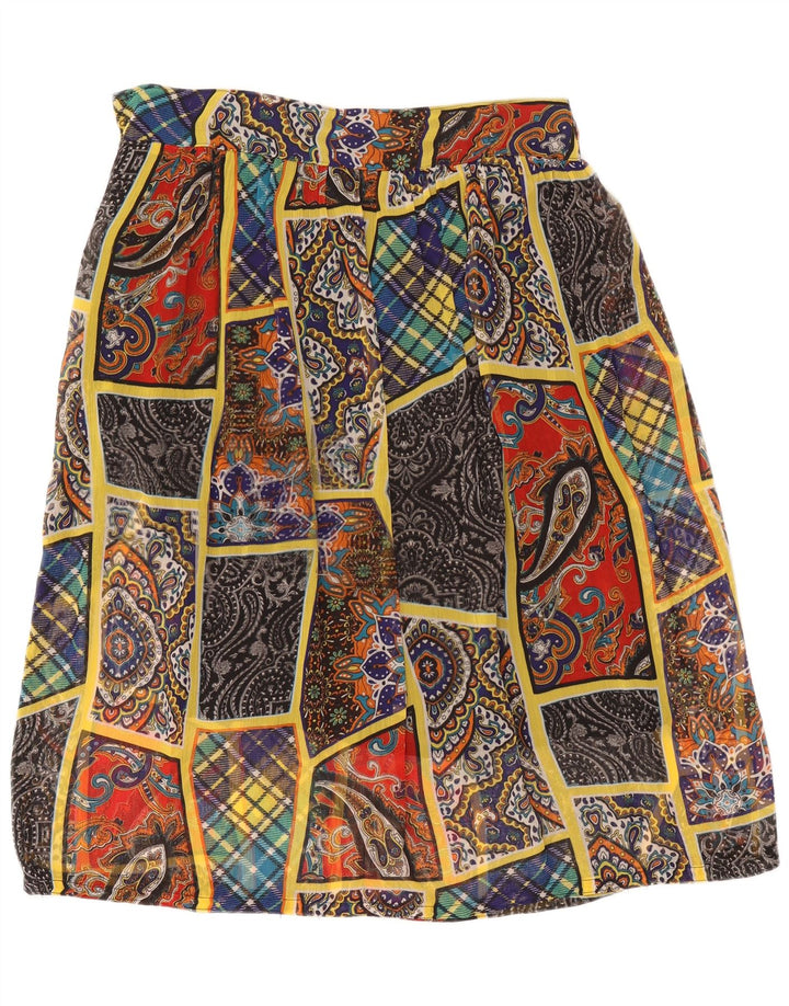 Saia vintage feminina linha A W38 XL patchwork multicolorido