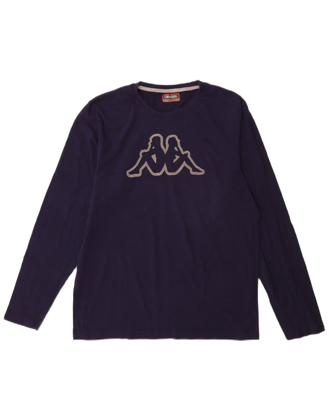 Top gráfico masculino Kappa manga comprida XL azul marinho algodão