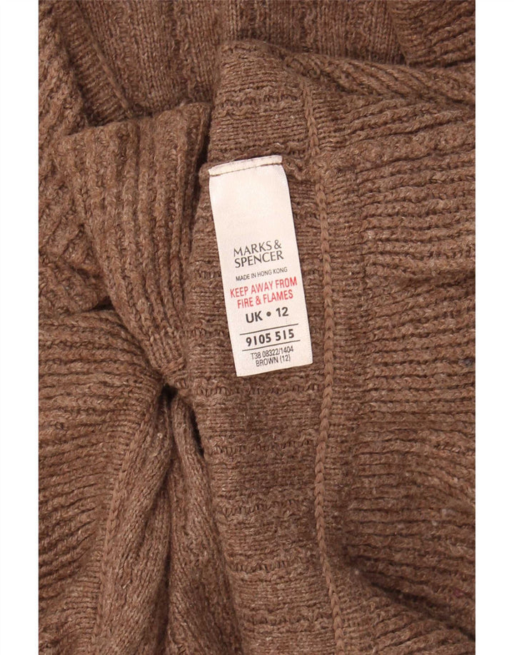 Suéter cardigã feminino Marks & Spencer Reino Unido 12 algodão marrom médio