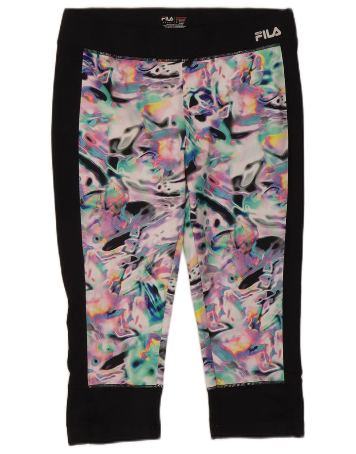 Fila Womens Abstract Pattern Capri Leggings UK 14 Grande Poliéster Preto