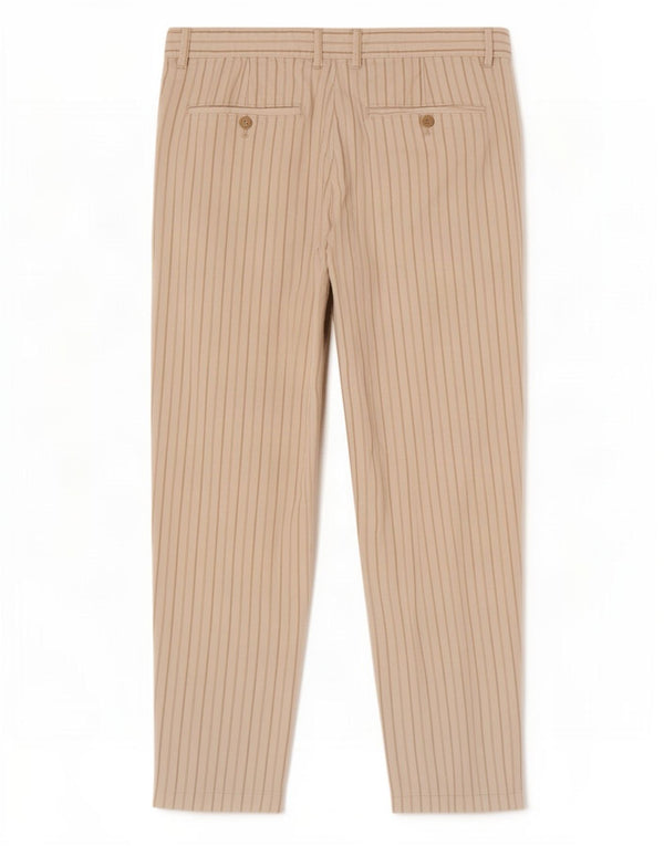 Zara Mens Crop Chino Calças EU 40 Médio W31 L26 Off White Listrado