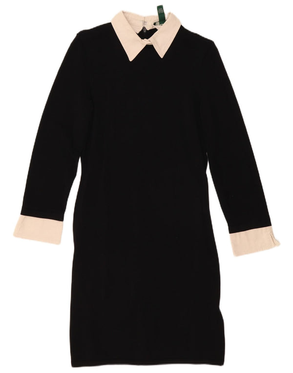 Vestido polo feminino de manga comprida Ralph Lauren Reino Unido 12 médio preto colorblock