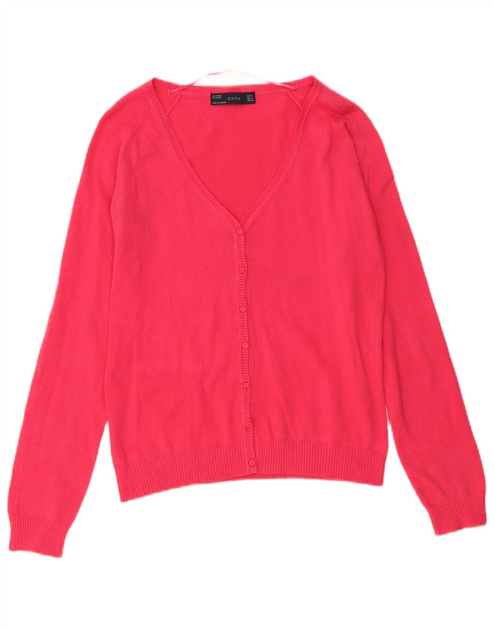Suéter cardigã feminino Zara Reino Unido 14 grande rosa