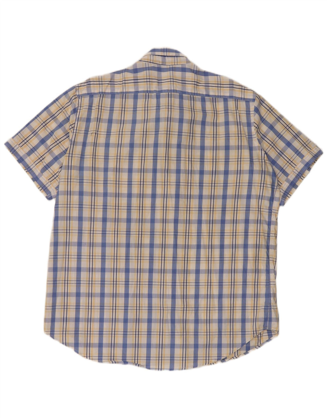 Camisa masculina de manga curta Carrera 2XL algodão xadrez branco
