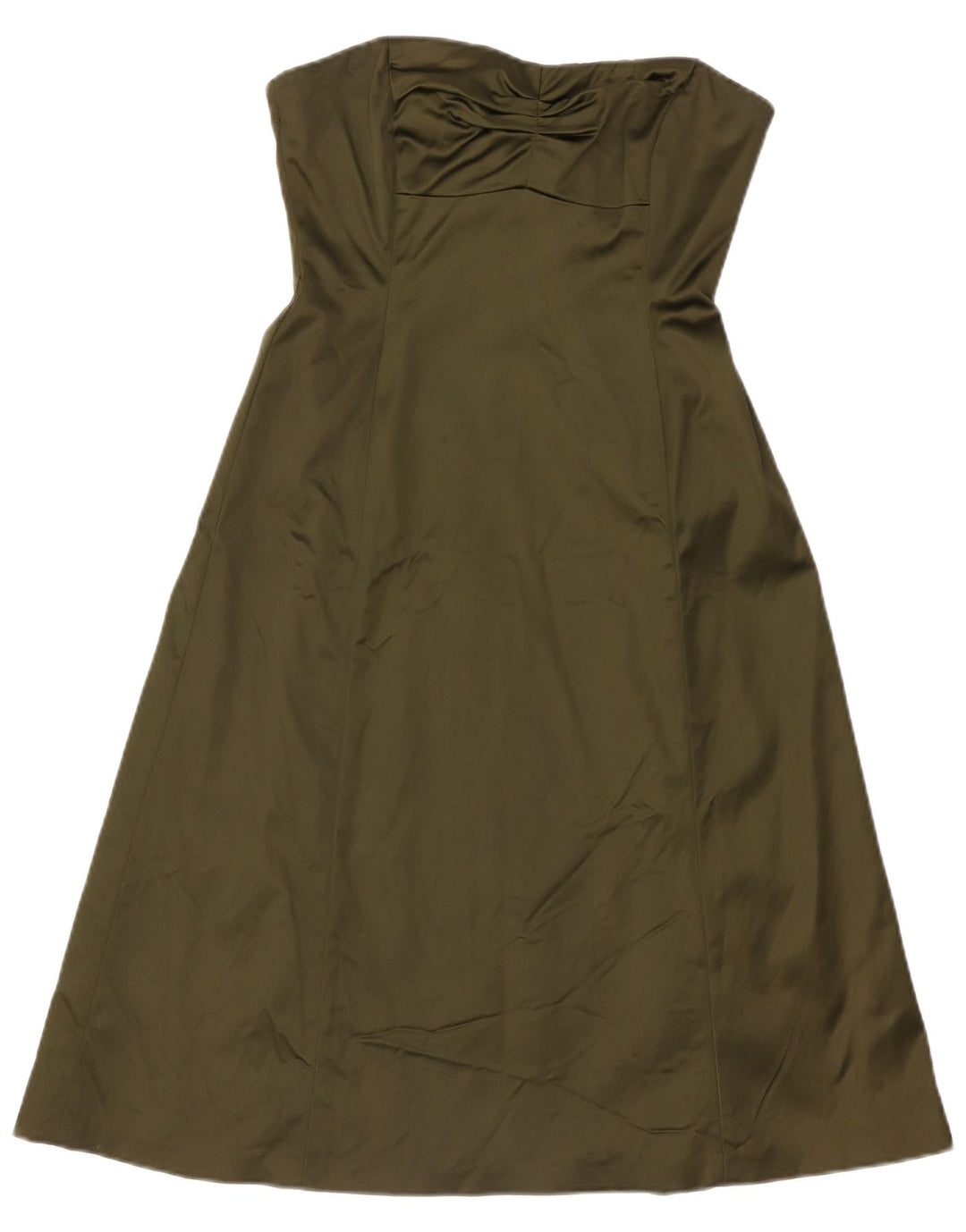 Vestido feminino sem alças Coast UK 12 acetato cáqui médio