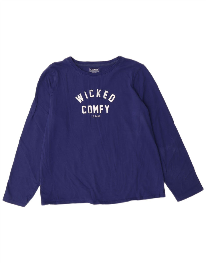 L.L.Bean Top gráfico feminino manga comprida Reino Unido 16 grande azul