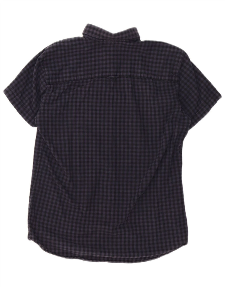 Camisa masculina Jack & Jones de manga curta regular fit pequena guingão azul marinho