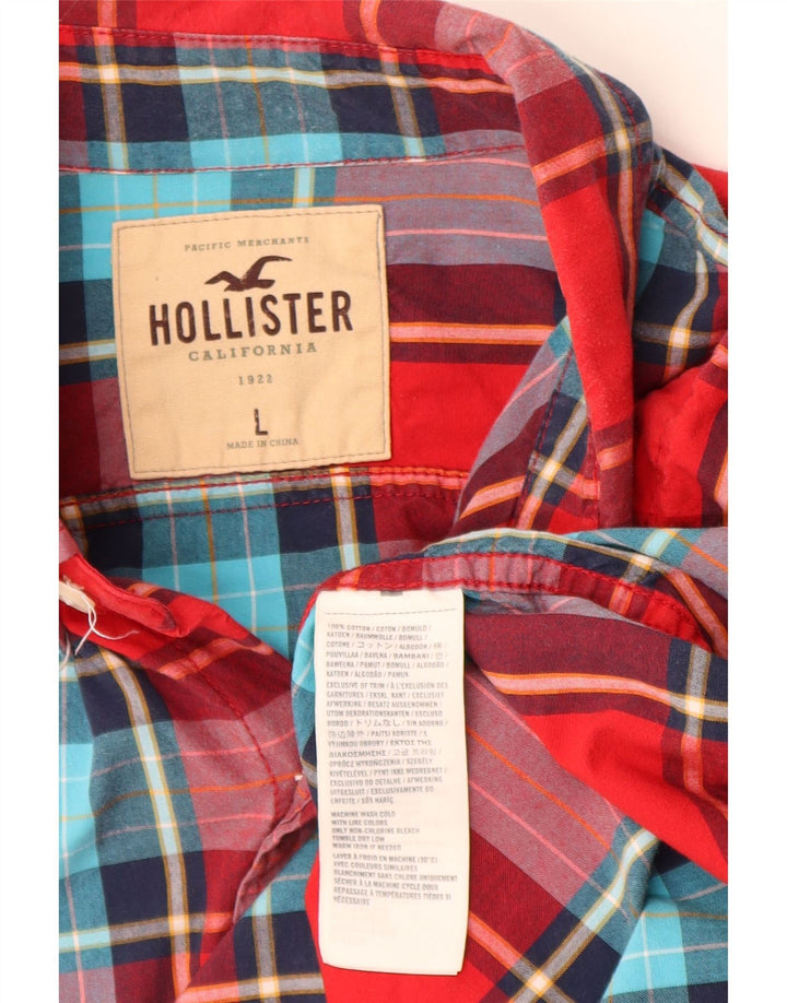 Camisa masculina HOLLISTER grande de algodão xadrez vermelho