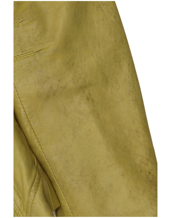 Jaqueta de couro feminina Freaky Nation Reino Unido 10 couro verde pequeno