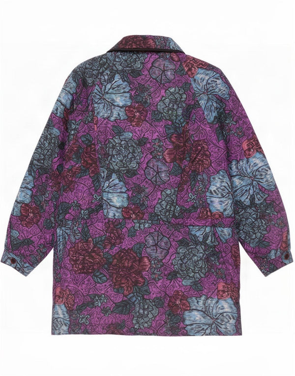 Jaqueta Parka Feminina Yessica EU 42 Grande Roxo Floral Nylon