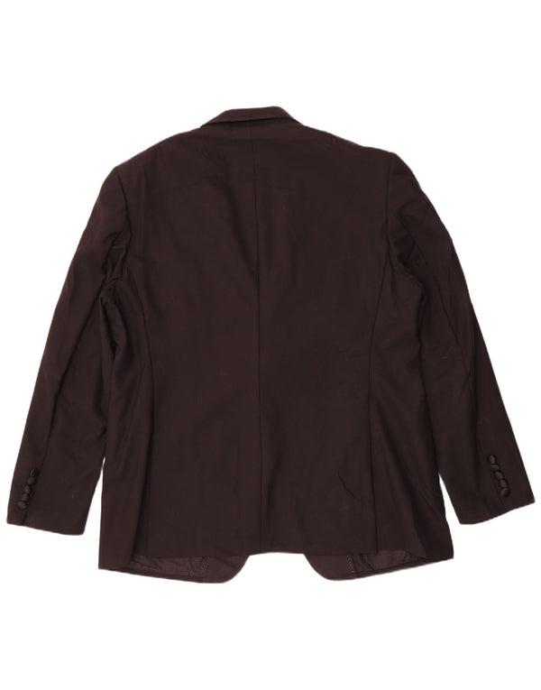 Jaqueta blazer masculina de 1 botão Marks & Spencer Reino Unido 46 XL preta de lã nova