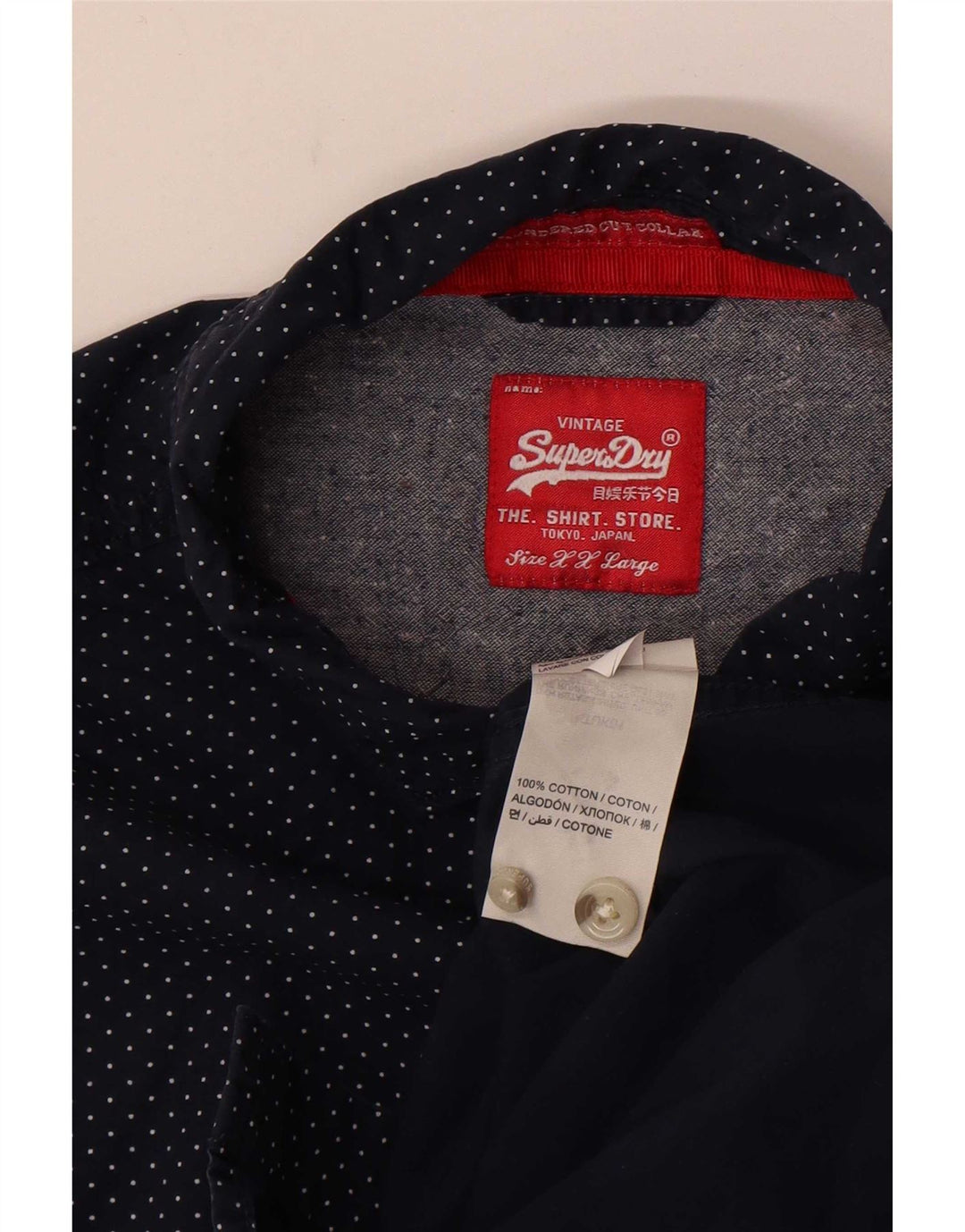 Camisa masculina Superdry 2XL algodão com bolinhas azul marinho