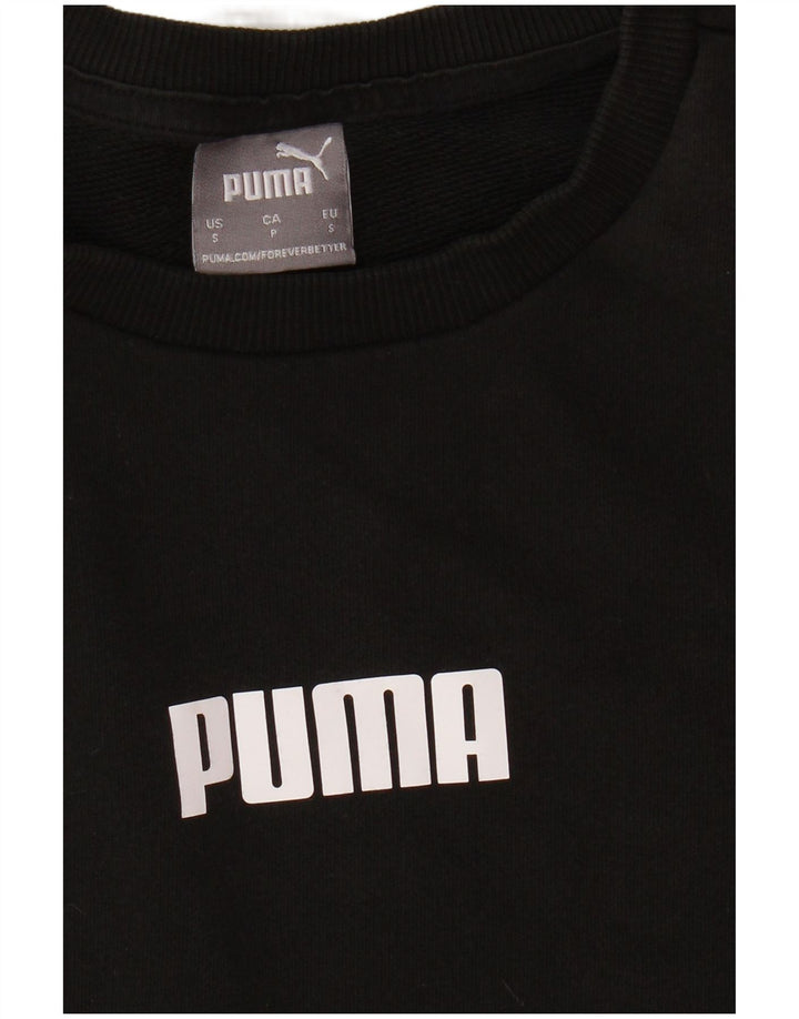 PUMA Mens Graphic Moletom Jumper Pequeno Algodão Preto