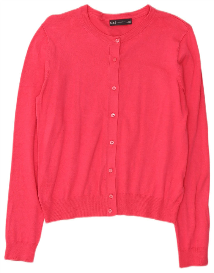 Suéter cardigã feminino Marks & Spencer Reino Unido 12 viscose rosa médio