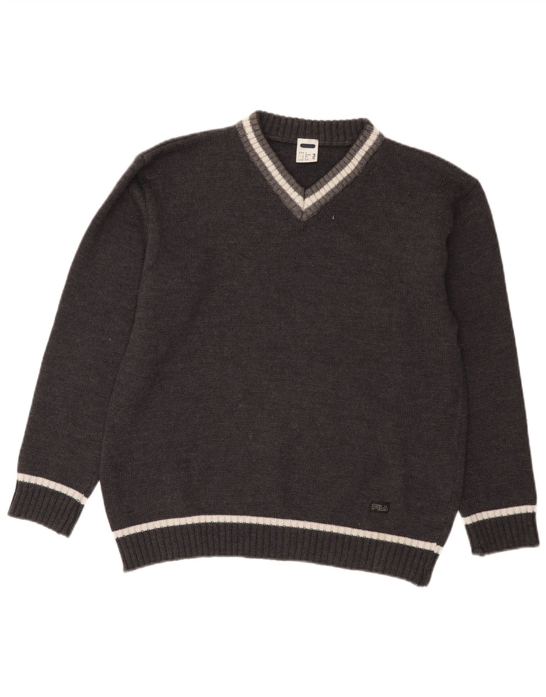 Suéter masculino Fila com decote em V pequeno cinza