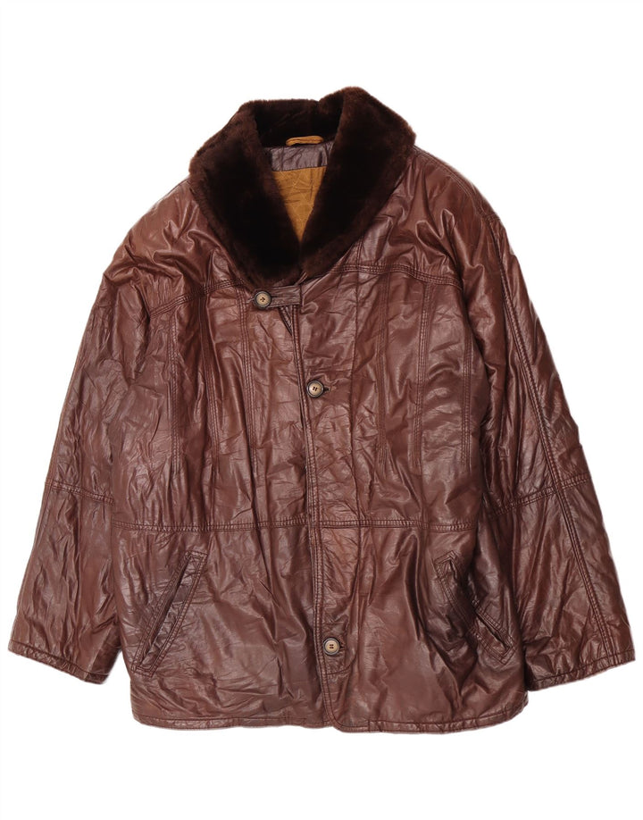 Jaqueta de couro masculina Douglas EU 52 XL marrom clássico