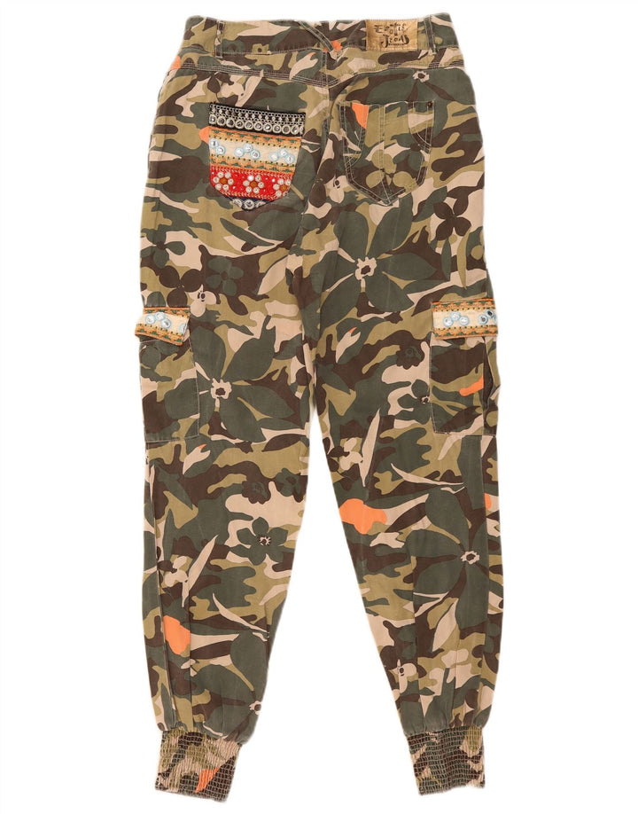 Calça Cargo Feminina Desigual EU 38 Médio W29 L29 Camuflagem Verde