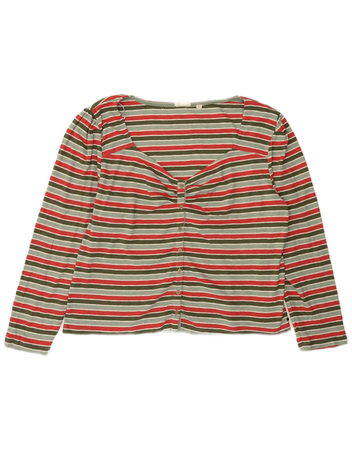 Blusa feminina cropped Fat Face UK 24 4XL algodão listrado verde