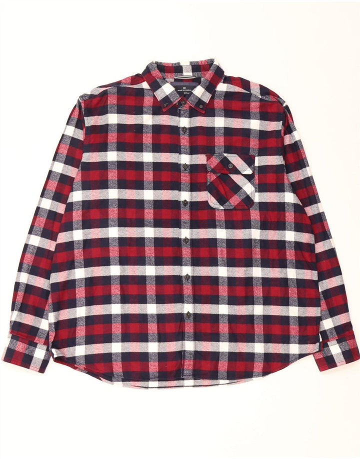 Camisa masculina de flanela Marks & Spencer Blue Harbor Regular Fit 2XL xadrez vermelho