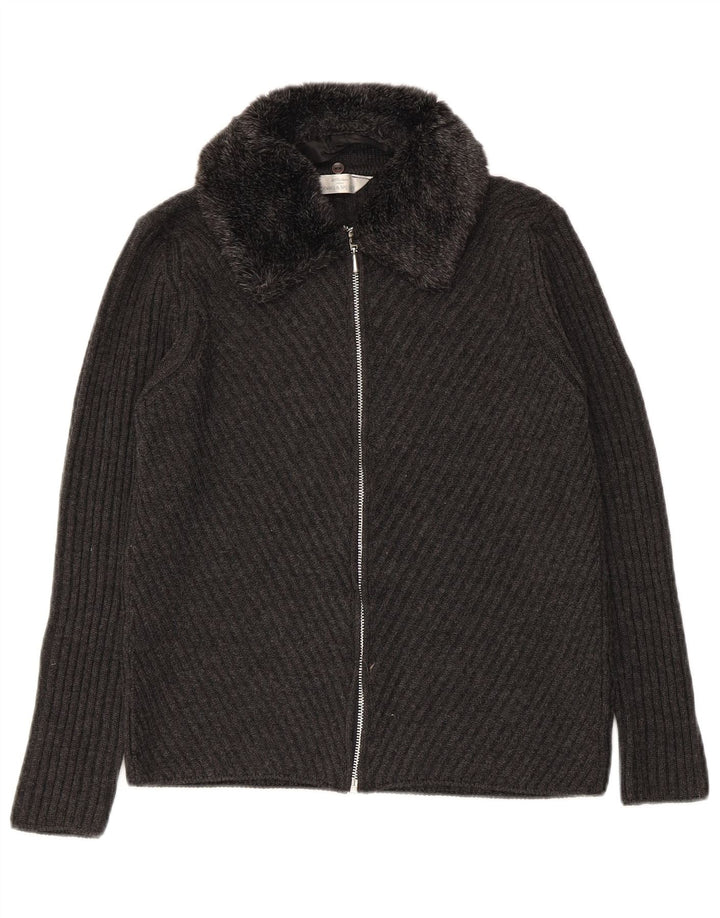 Suéter cardigã feminino Marks & Spencer Reino Unido 12 cinza médio acrílico