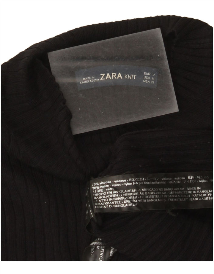 Zara Vestido Jumper Feminino Reino Unido 12 Viscose Preto Médio