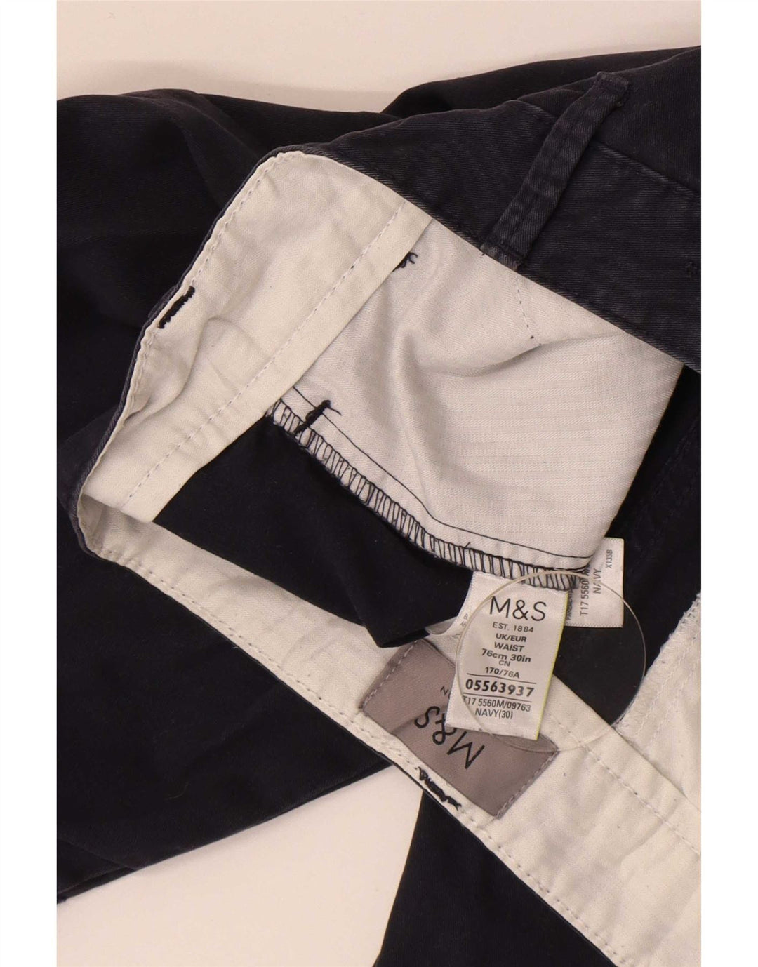 Shorts chino masculino Marks & Spencer W30 algodão azul marinho médio