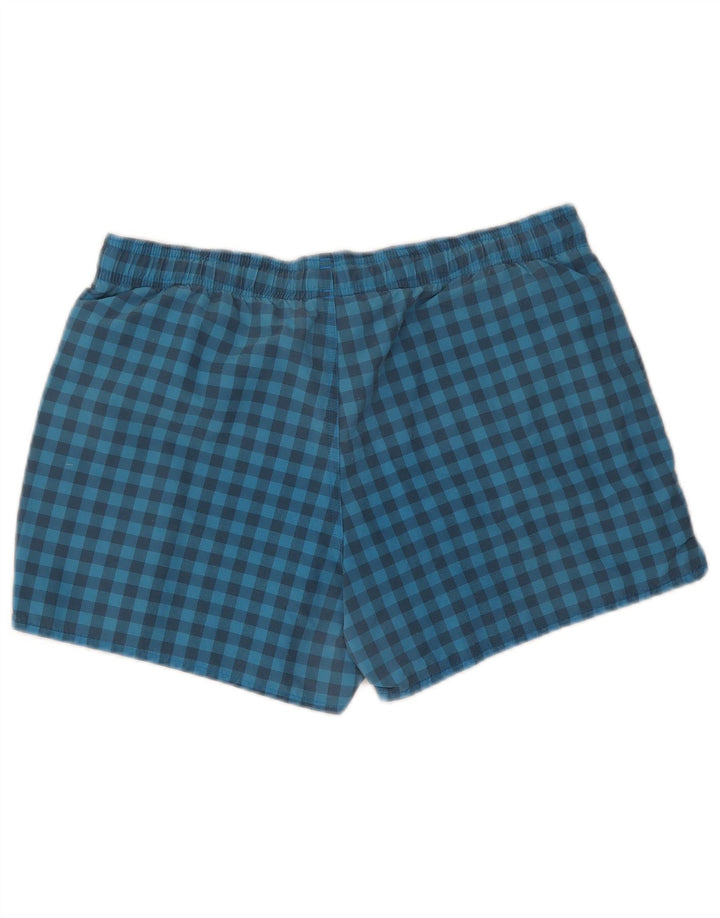 Shorts de natação masculino Adidas médio azul guingão poliéster