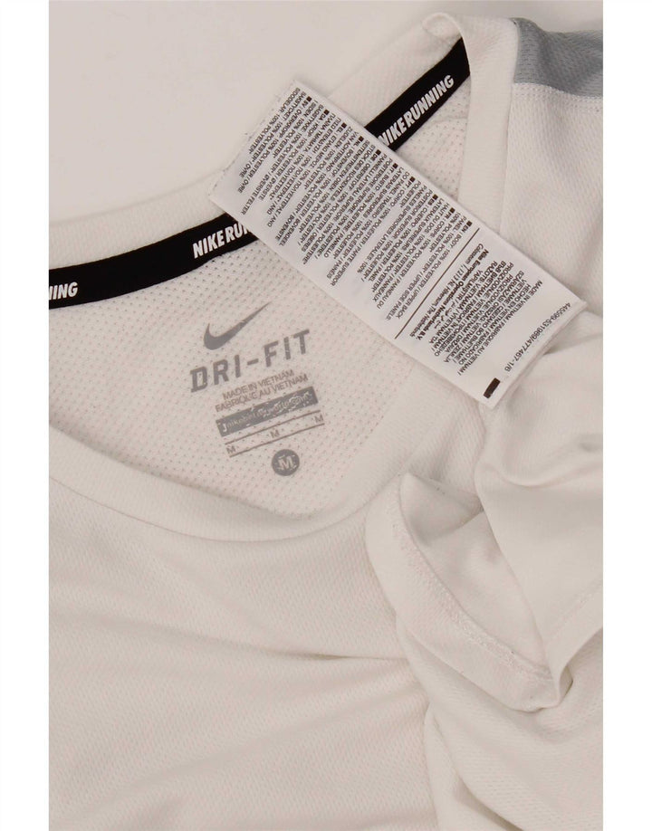 Camiseta masculina Nike Dri Fit Top médio branco colorblock poliéster