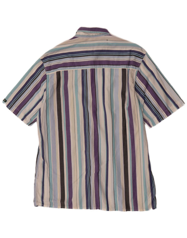 Camisa masculina de manga curta Paul Smith, algodão listrado multicolorido médio
