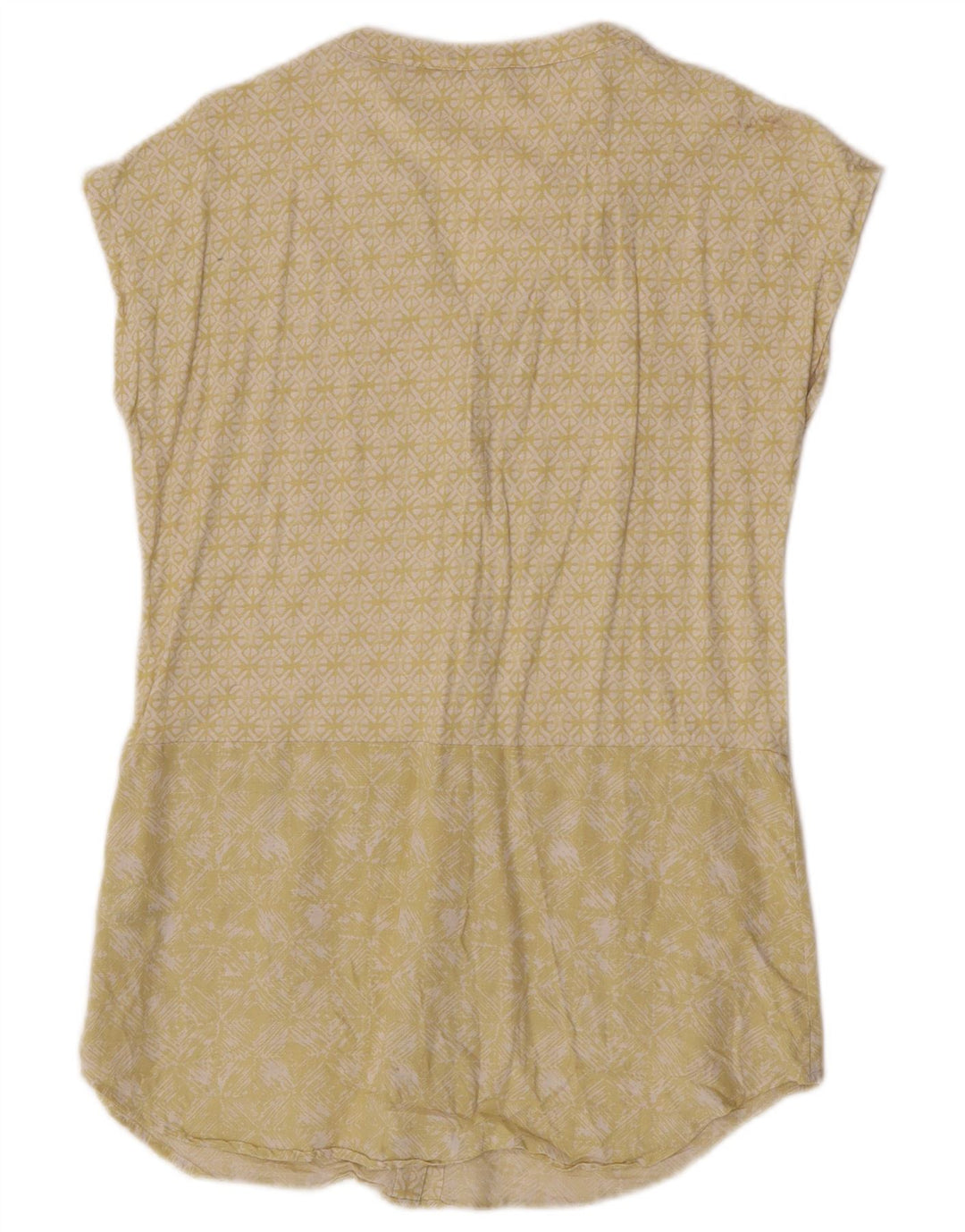Blusa feminina de manga curta White Stuff Reino Unido 10 pequena geométrica amarela