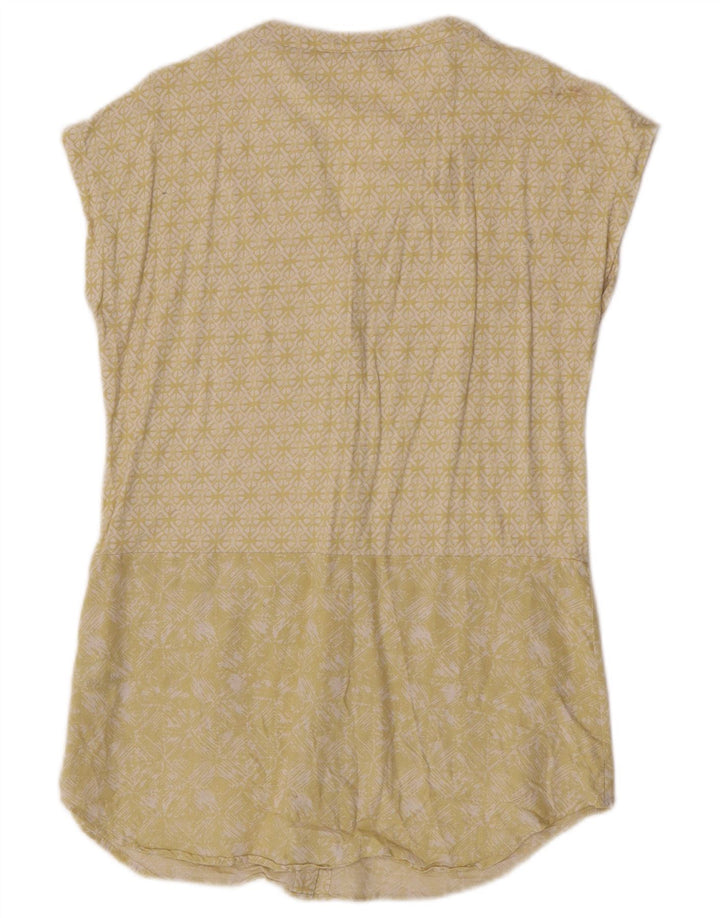 Blusa feminina de manga curta White Stuff Reino Unido 10 pequena geométrica amarela