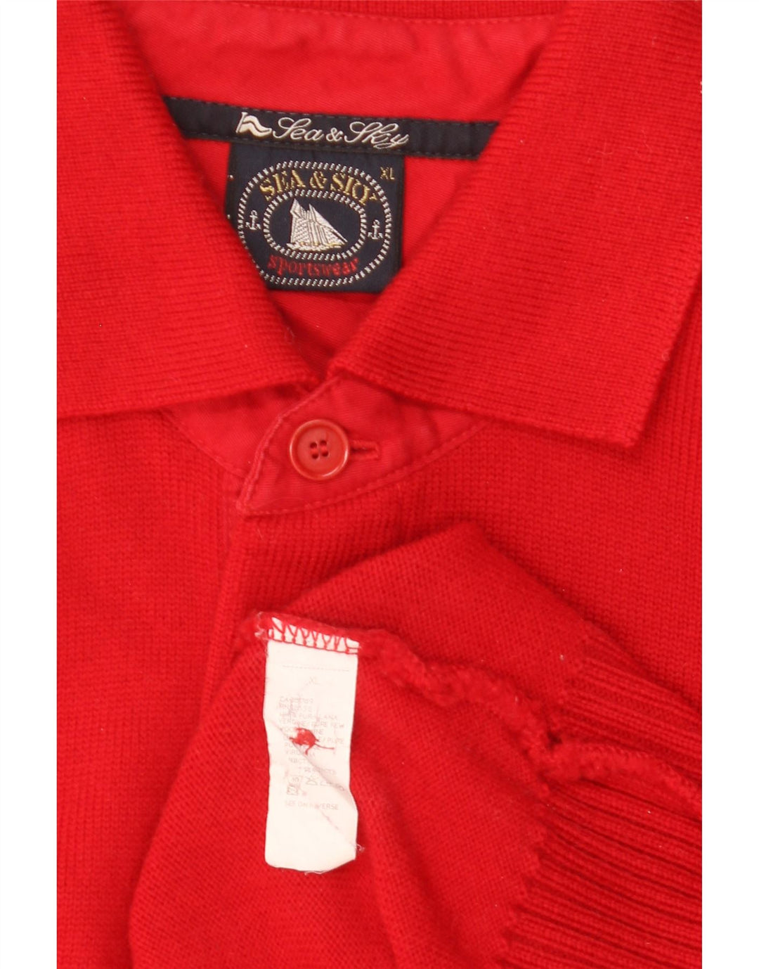 Suéter masculino Sea & Sky com gola polo e lã vermelha XL