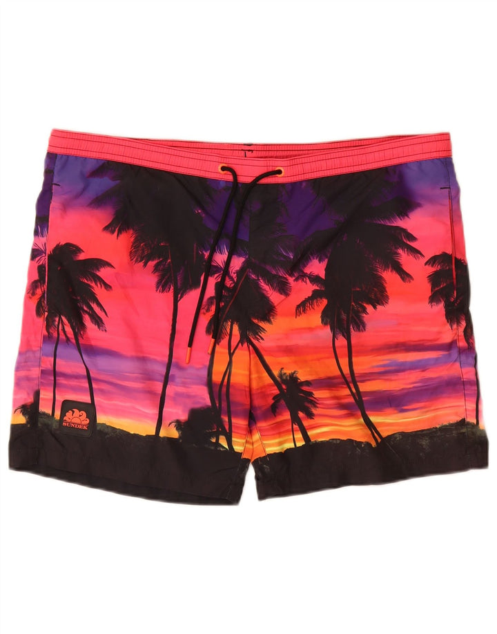 Shorts de natação masculino SUNDEK pequeno poliéster multicolorido havaiano