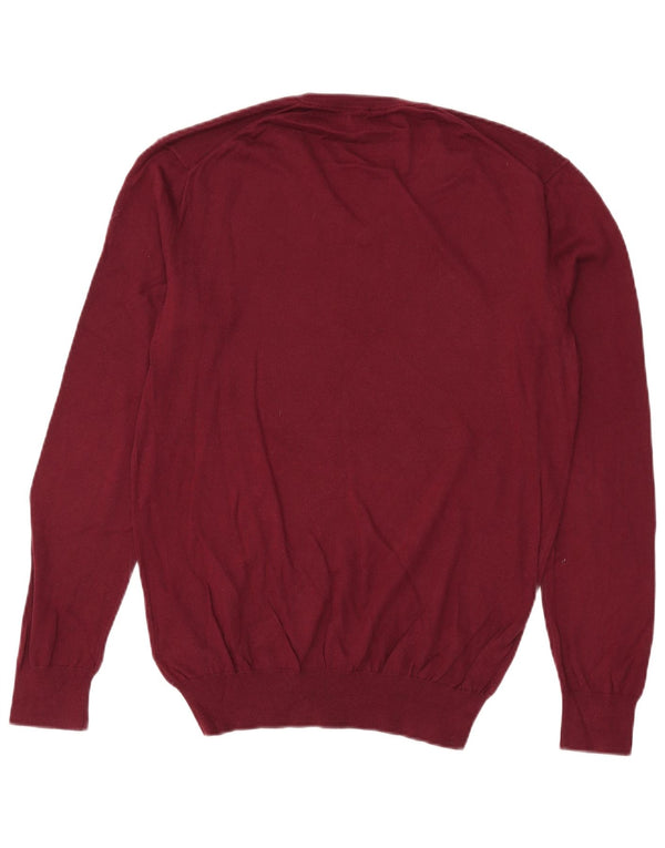 Polo Ralph Lauren Suéter masculino slim fit com decote em V pequeno algodão borgonha