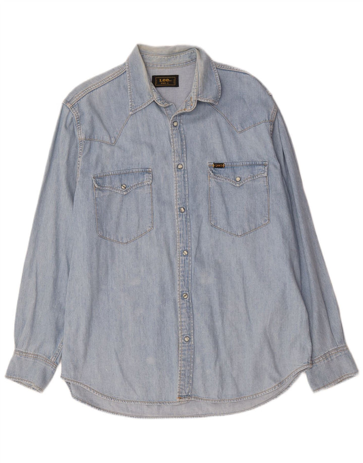 Camisa jeans masculina Lee grande algodão azul