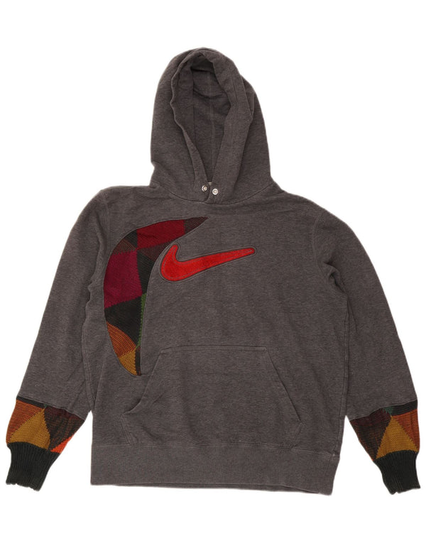 Jumper com capuz gráfico feminino Nike UK 14 cinza médio colorblock algodão