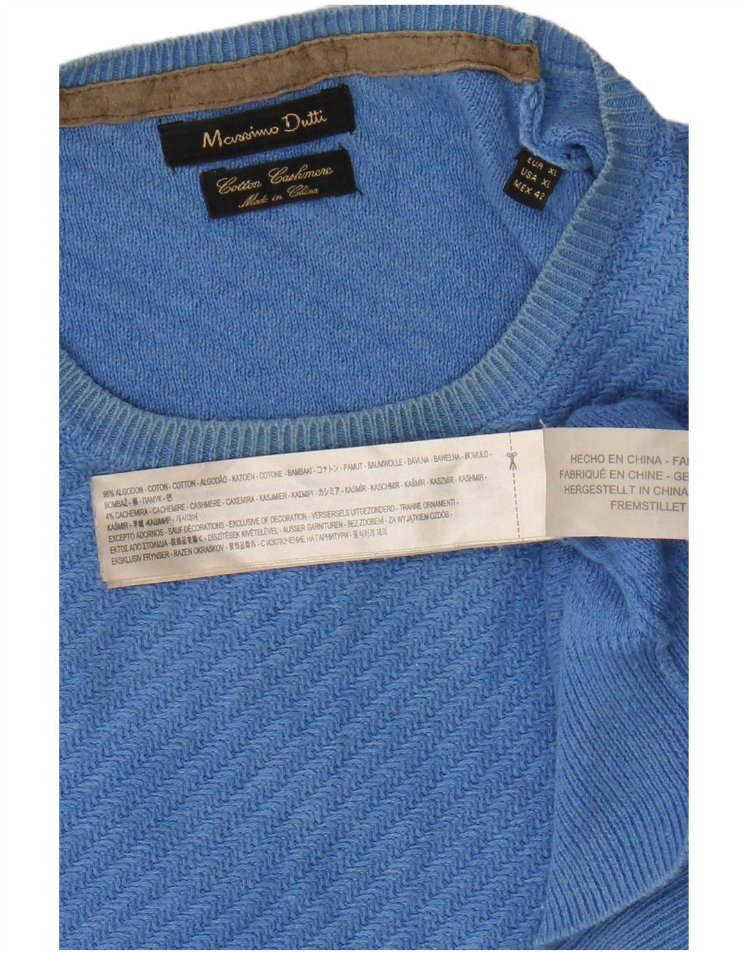 Suéter masculino Massimo Dutti com gola redonda XL algodão azul