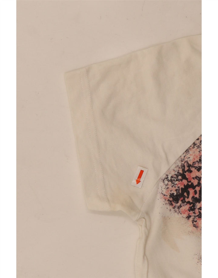 ADIDAS Womens Graphic T-Shirt Top UK 10 Pequeno Branco Animal Print Algodão