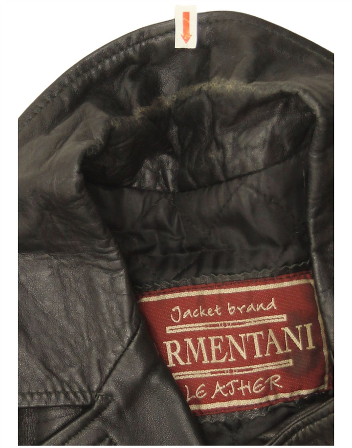 Jaqueta de couro feminina vintage Reino Unido 14 couro preto médio