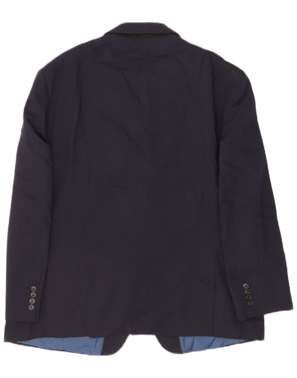 Jaqueta blazer masculina de 2 botões Marks & Spencer Reino Unido 46 3XL lã azul marinho